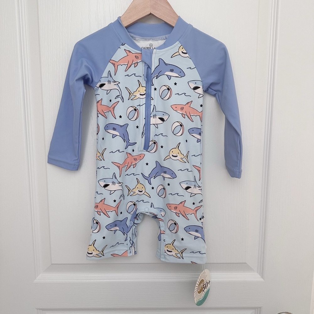 Caden Lane | NWT Shark Bait UPF 50 Long-Sleeve Swimsuit Sunsuit 12-18 months